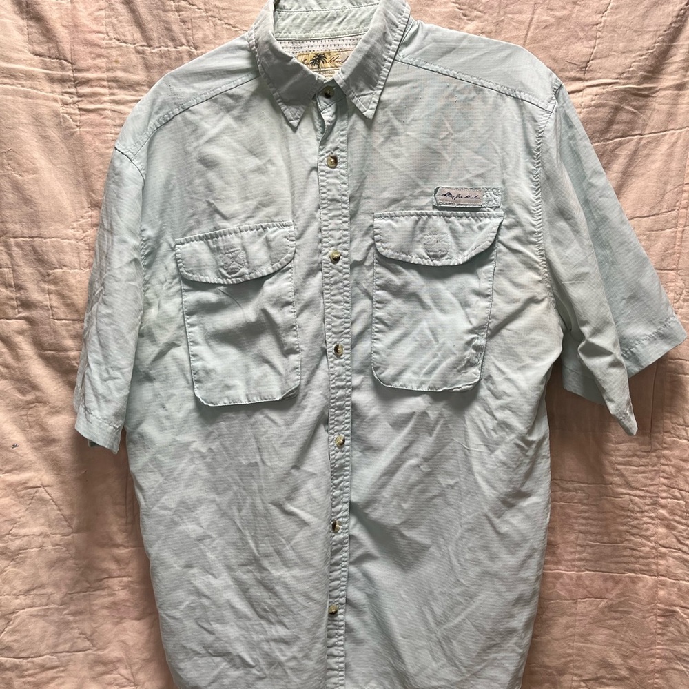 Mint Green Adult Medium Joe Marlin Casual Button Down Shirt  Lightweight Fabric